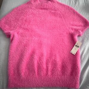 Pink Fuzzy Open Back Sweater